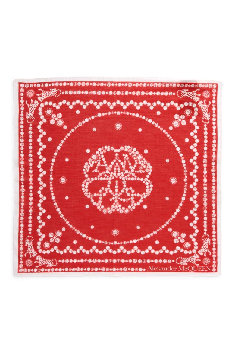 Alexander McQueen Jewel Logo Print Scarf, Alternate, color, RED/ IVORY