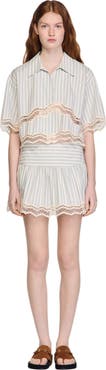 SANDRO Striped cotton skort
