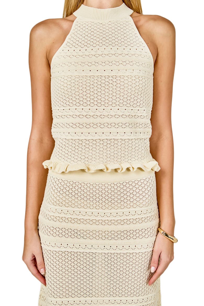 Pointelle Mock Neck Sweater Tank, Alternate, color, IVORY