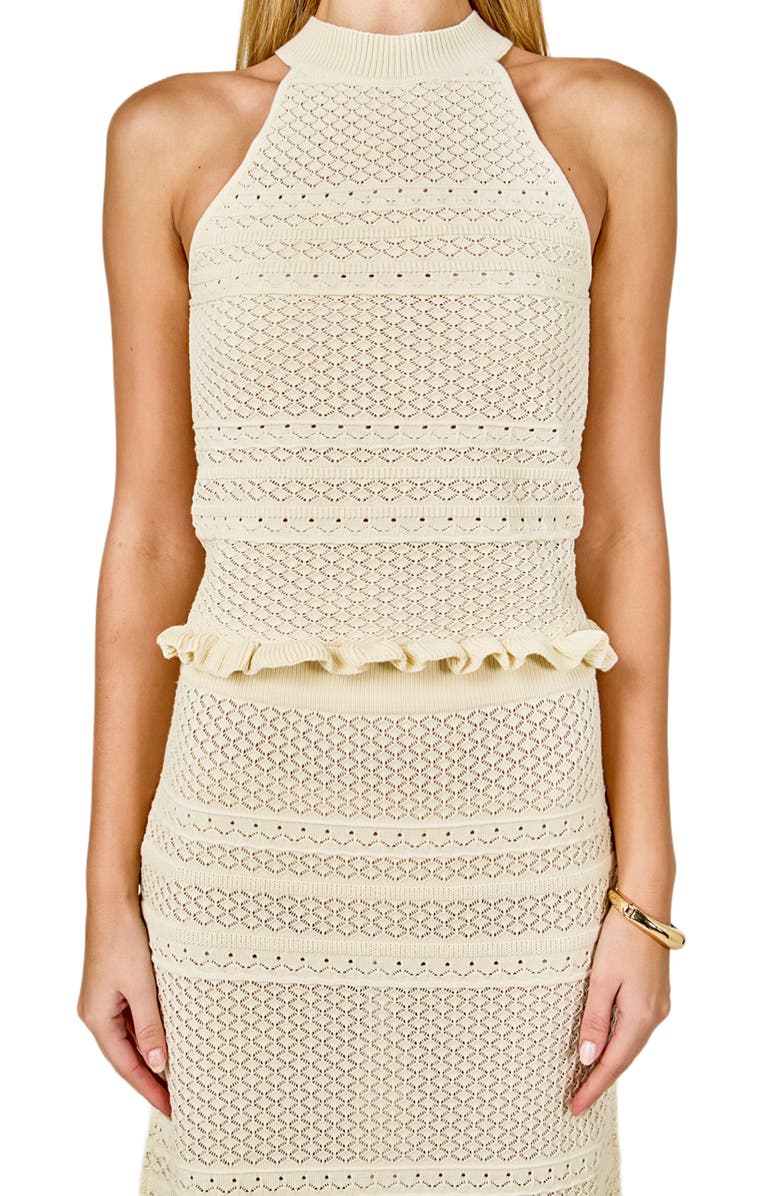 Endless Rose Pointelle Mock Neck Sweater Tank, Alternate, color, Ivory