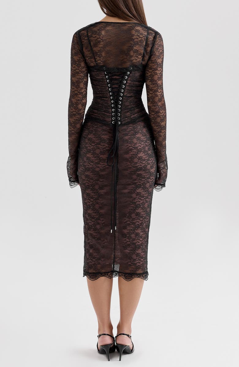 HOUSE OF CB Gaia Lace Midi Dress, Alternate, color, Black