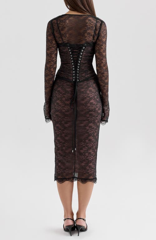 Shop House Of Cb Gaia Lace Midi Dress In Black