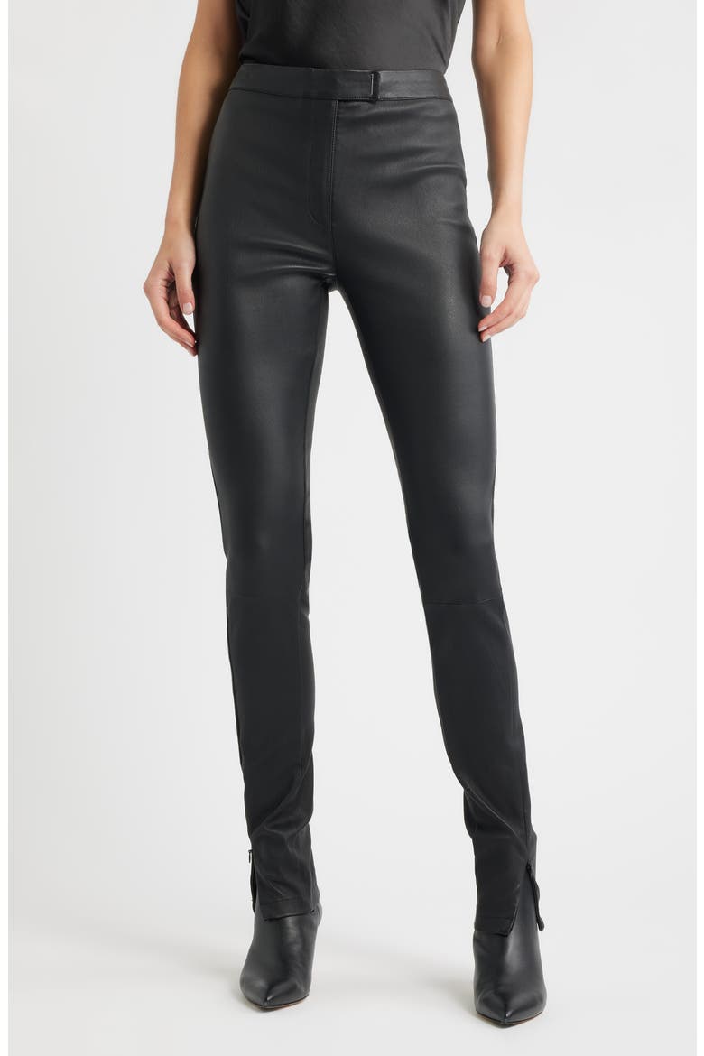 Simax Slim Fit Leather Pants, Main, color, BLACK