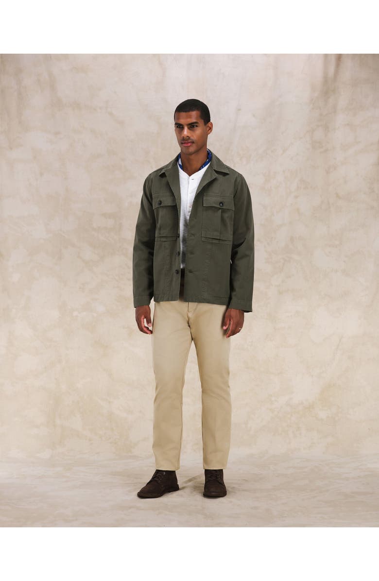 Fortela Solomon Herringbone Cotton Overshirt, Alternate, color, Green