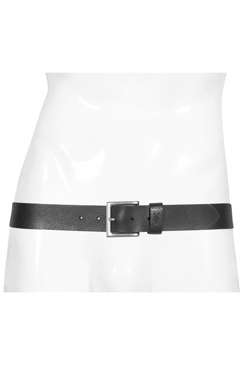Stitched Leather Belt, Alternate, color, BLACK