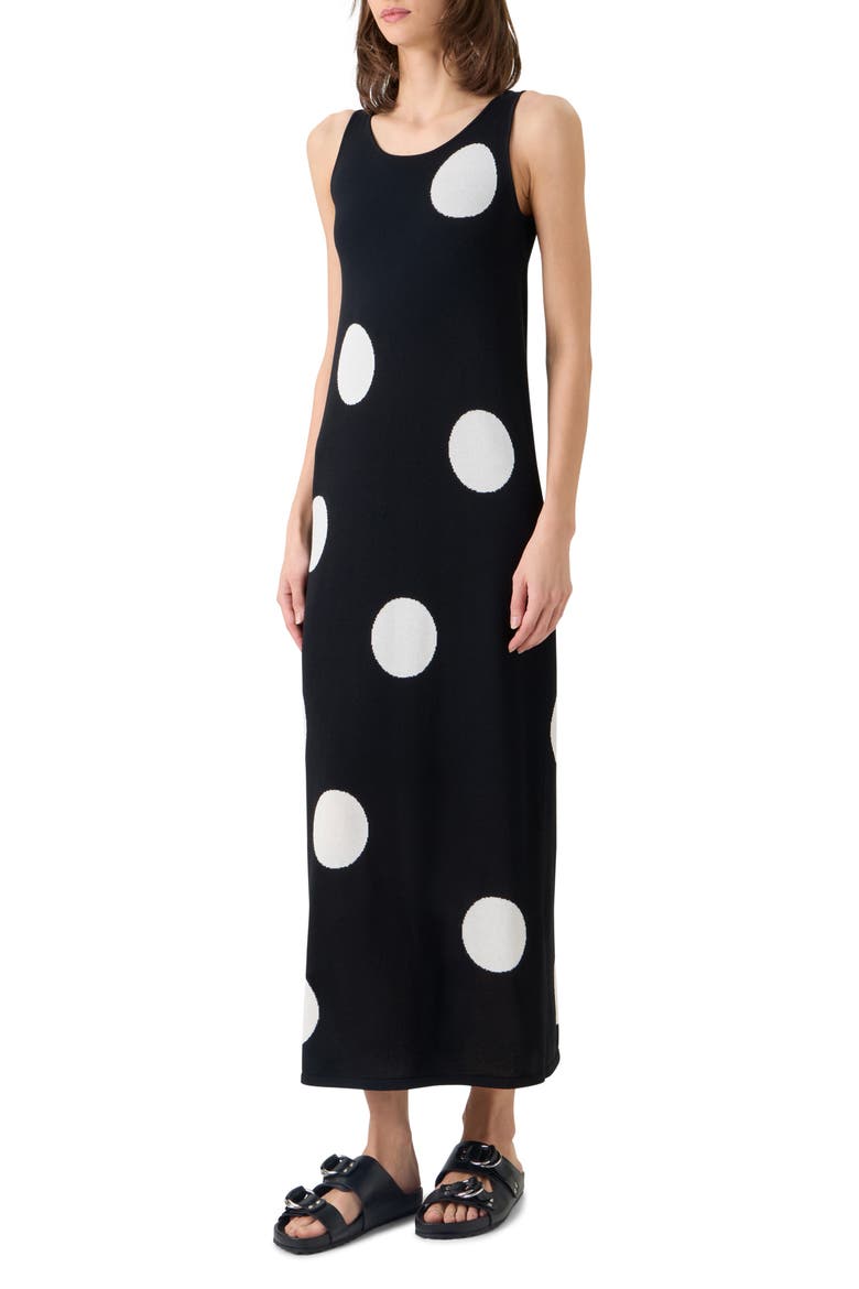 Polka Dot Intarsia Sweater Dress, Alternate, color, BLACK-CREAM