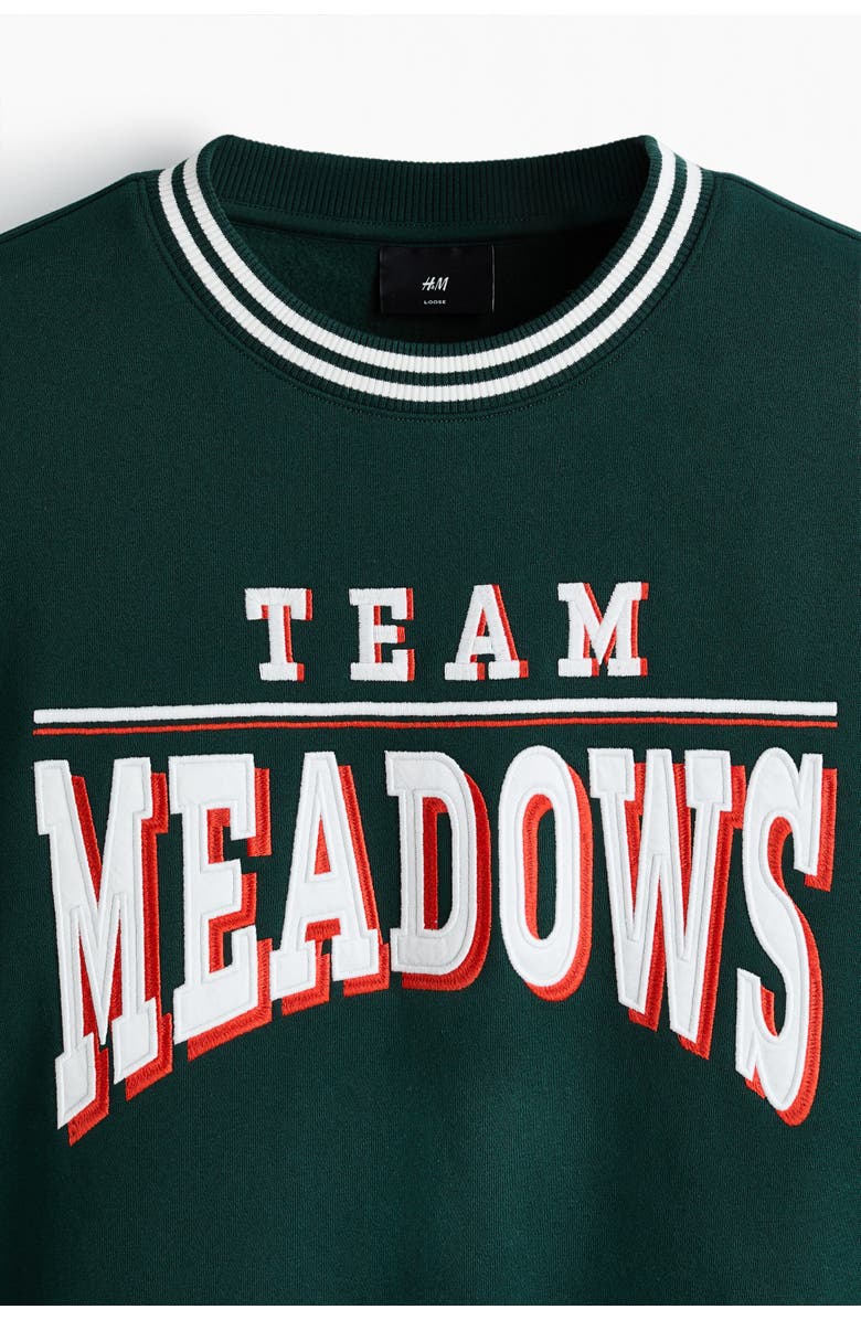 H&M Loose Fit Printed Sweatshirt, Alternate, color, Dark Green/Team Meadows