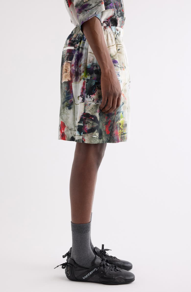 Acne Studios Ruxer Paint Print Shorts, Alternate, color, White Multicolor