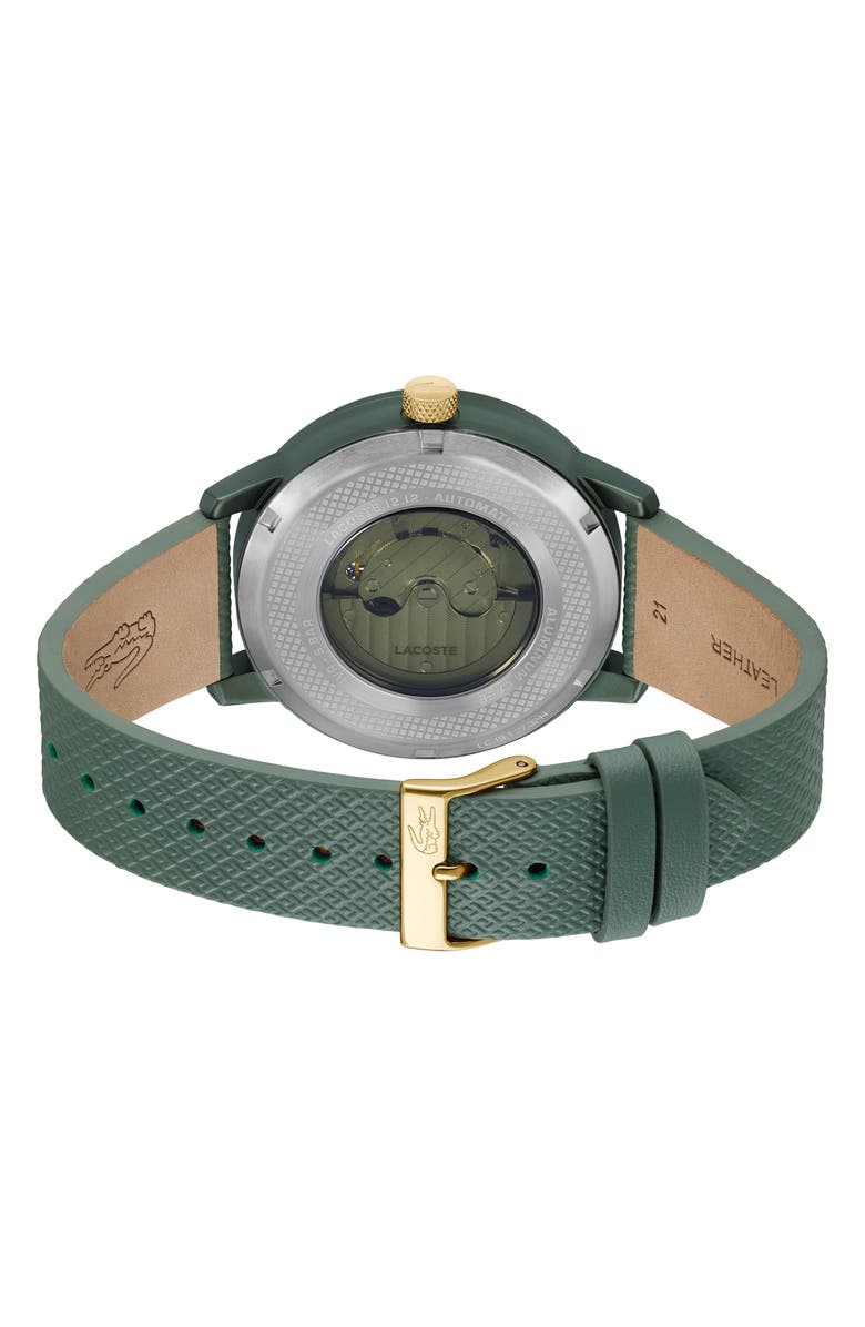Lacoste Automatique Leather Strap Watch, 44mm, Alternate, color, 