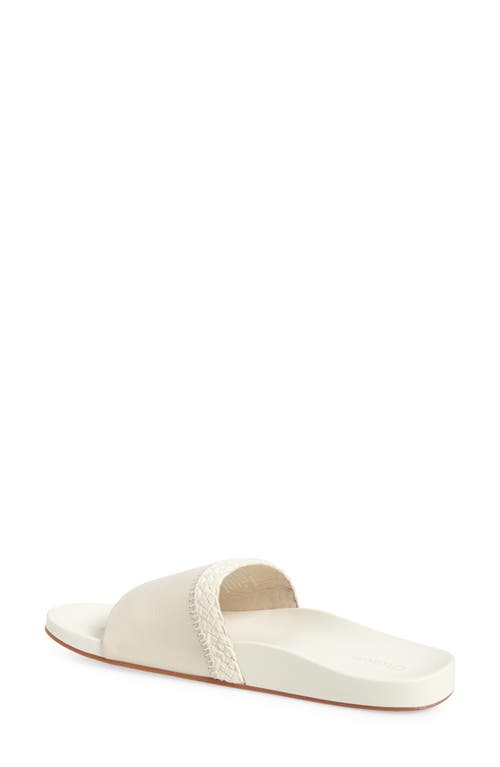 Olukai Pākea Leather Slide Sandal In White Sand/white Sand