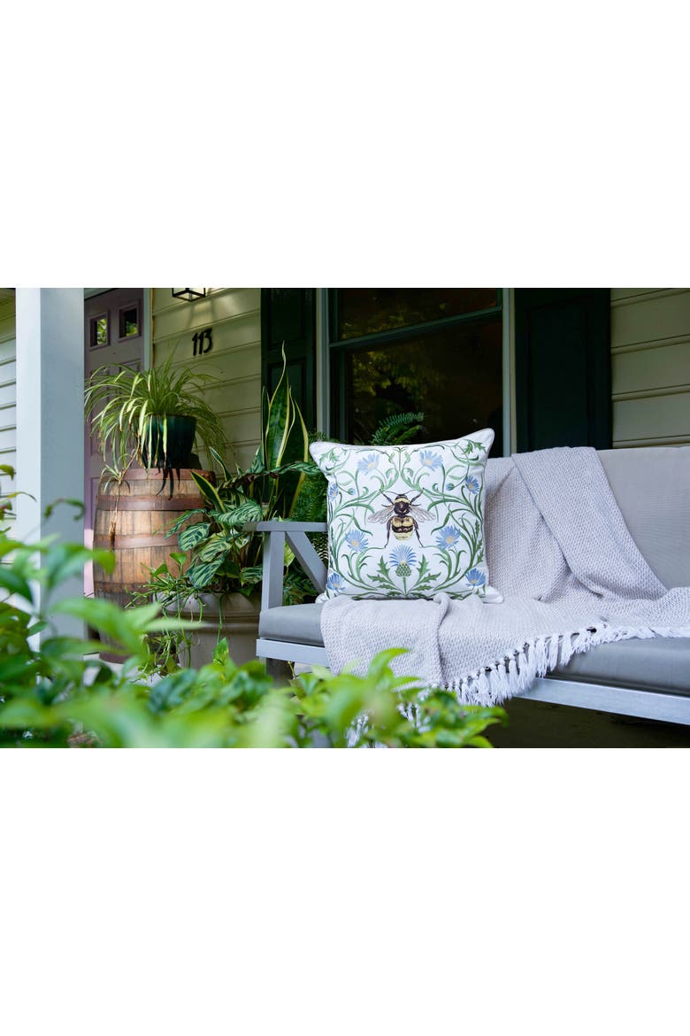 Garden Bee Outdoor Accent Throw Pillow 20" x 20", Alternate, color, Green