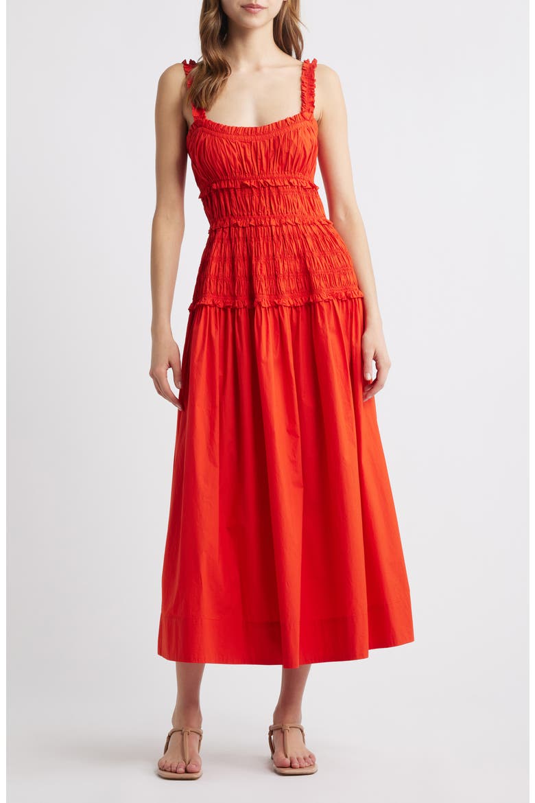 Marianne Organic Cotton Poplin Midi Dress, Main, color, CARMINE