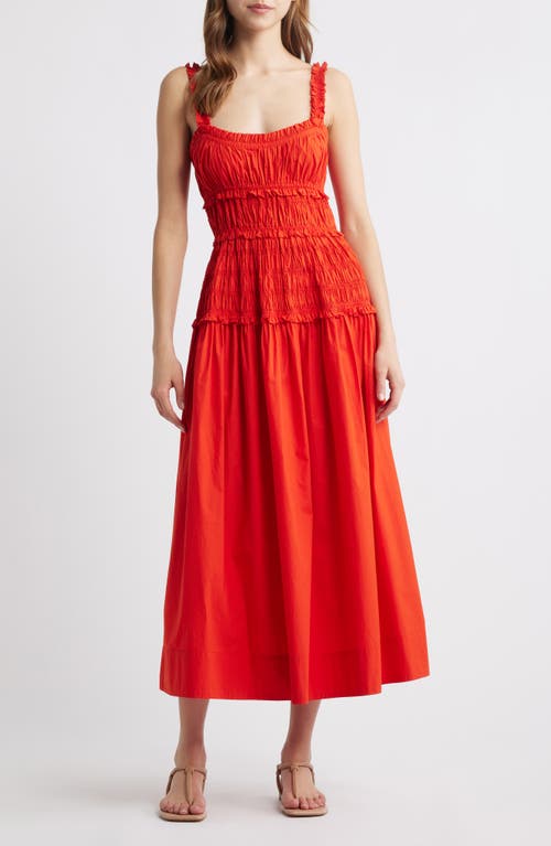 Doen Marianne Shirred Cotton-poplin Midi Dress