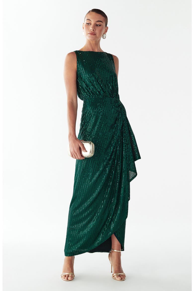 Dewan Maxi Dress, Alternate, color, Emerald Sequin