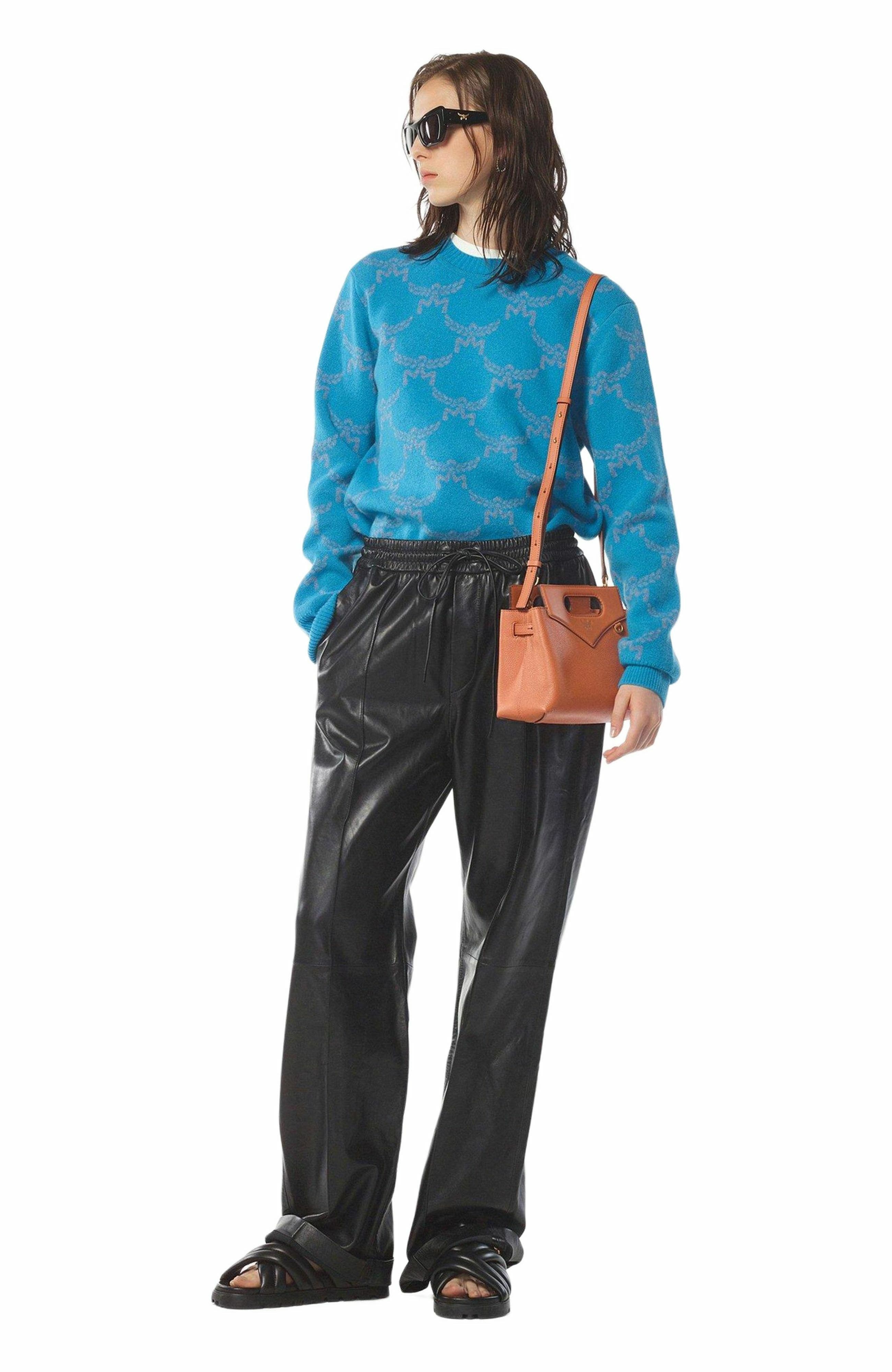 MCM Soft Diamond Tote in Embossed Leather, Alternate, color, Terracotta