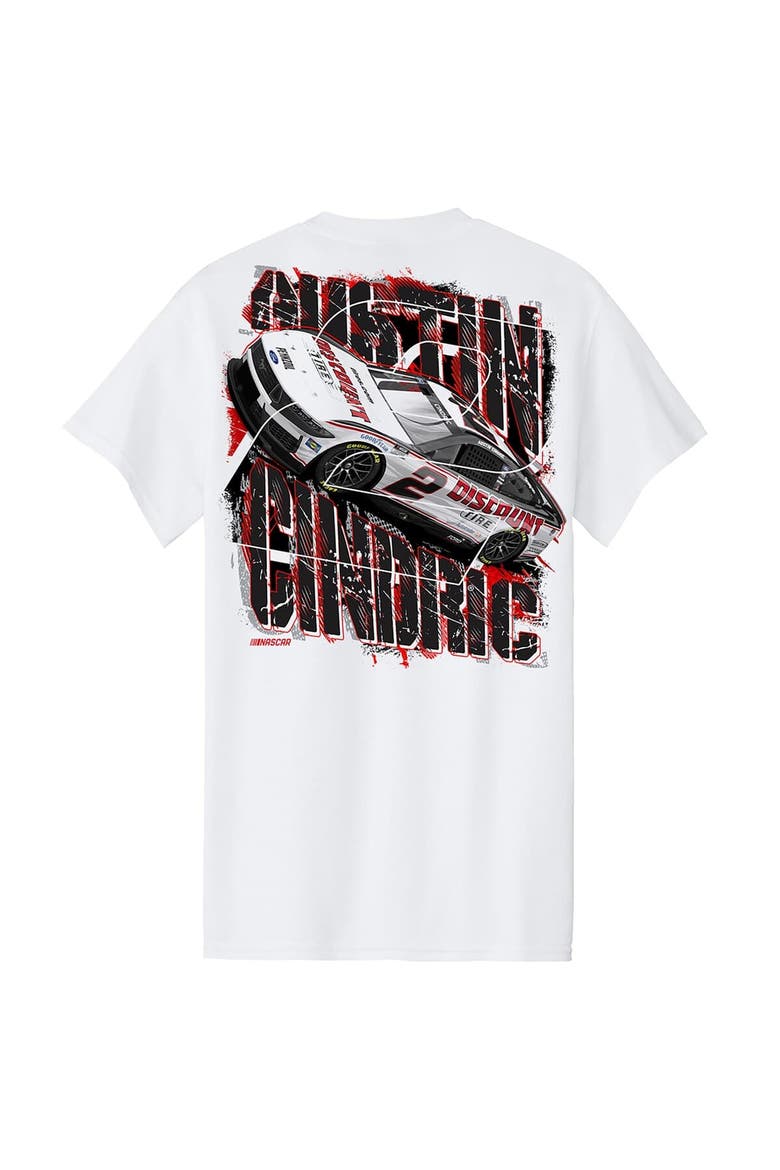 Men's Team Penske  White Austin Cindric Discount Tire #2 Car T-Shirt, Alternate, color, White