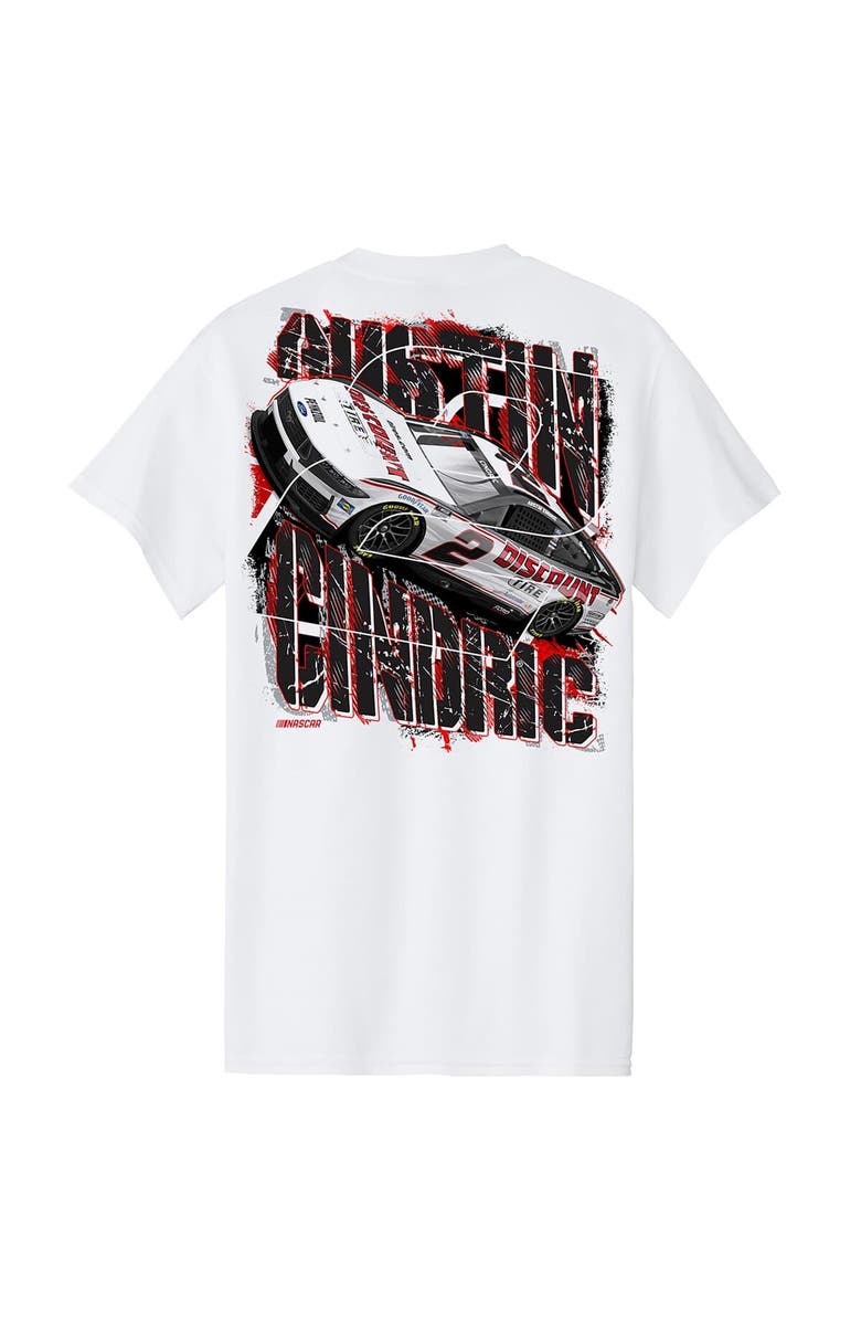 TEAM PENSKE Men's Team Penske  White Austin Cindric Discount Tire #2 Car T-Shirt, Alternate, color, White