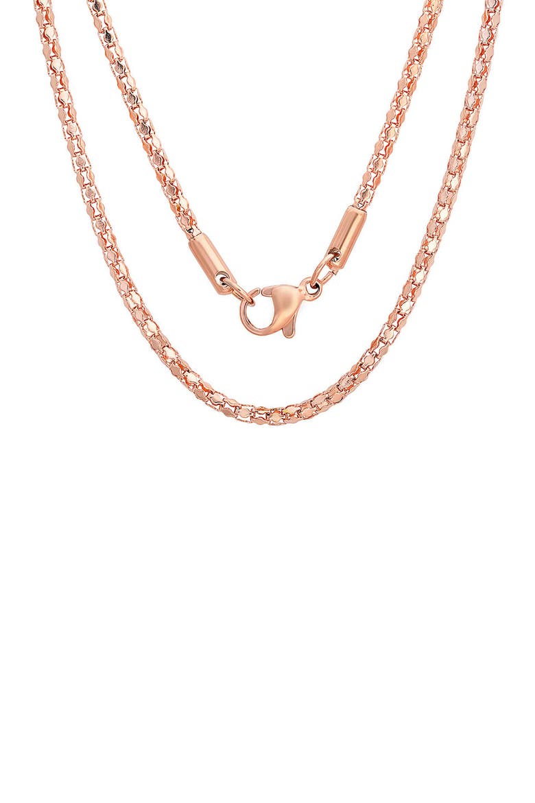 18K Gold Plate Box Chain Necklace, Main, color, ROSE GOLD