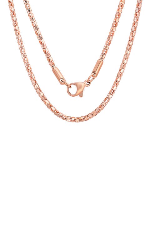 18k Rose Gold Plated Chain Necklace