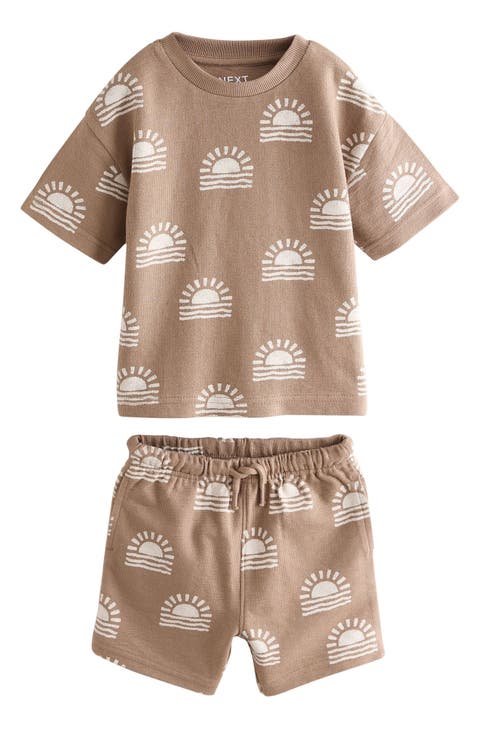 Kids' Sunset Print T-Shirt & Drawstring Shorts Set (Baby, Toddler & Little Kid)