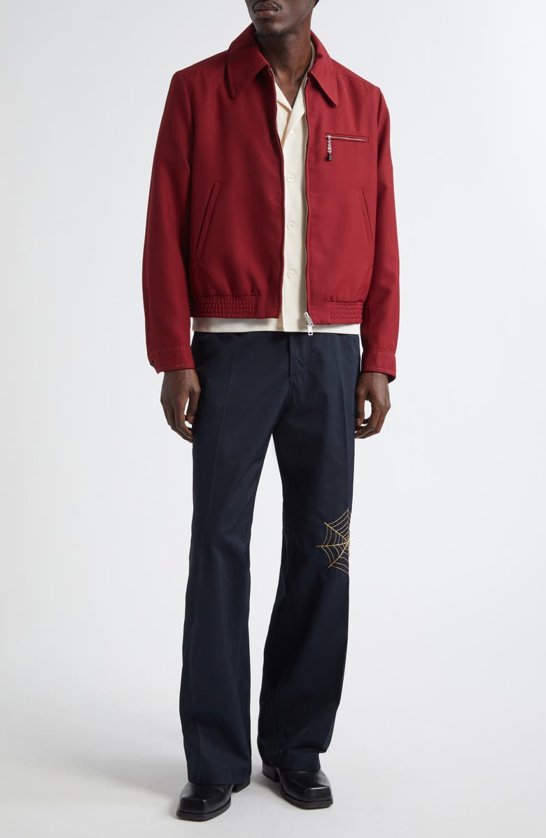 Second Layer Logo Dice Virgin Wool Bomber Jacket, Alternate, color, Burgundy Red 3021