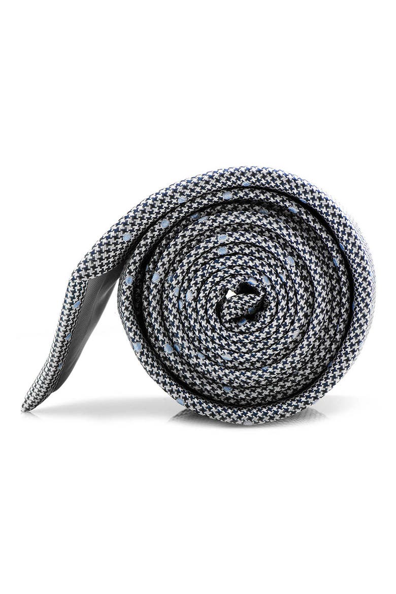 Houndstooth Dot Silk Tie, Alternate, color, GRAY