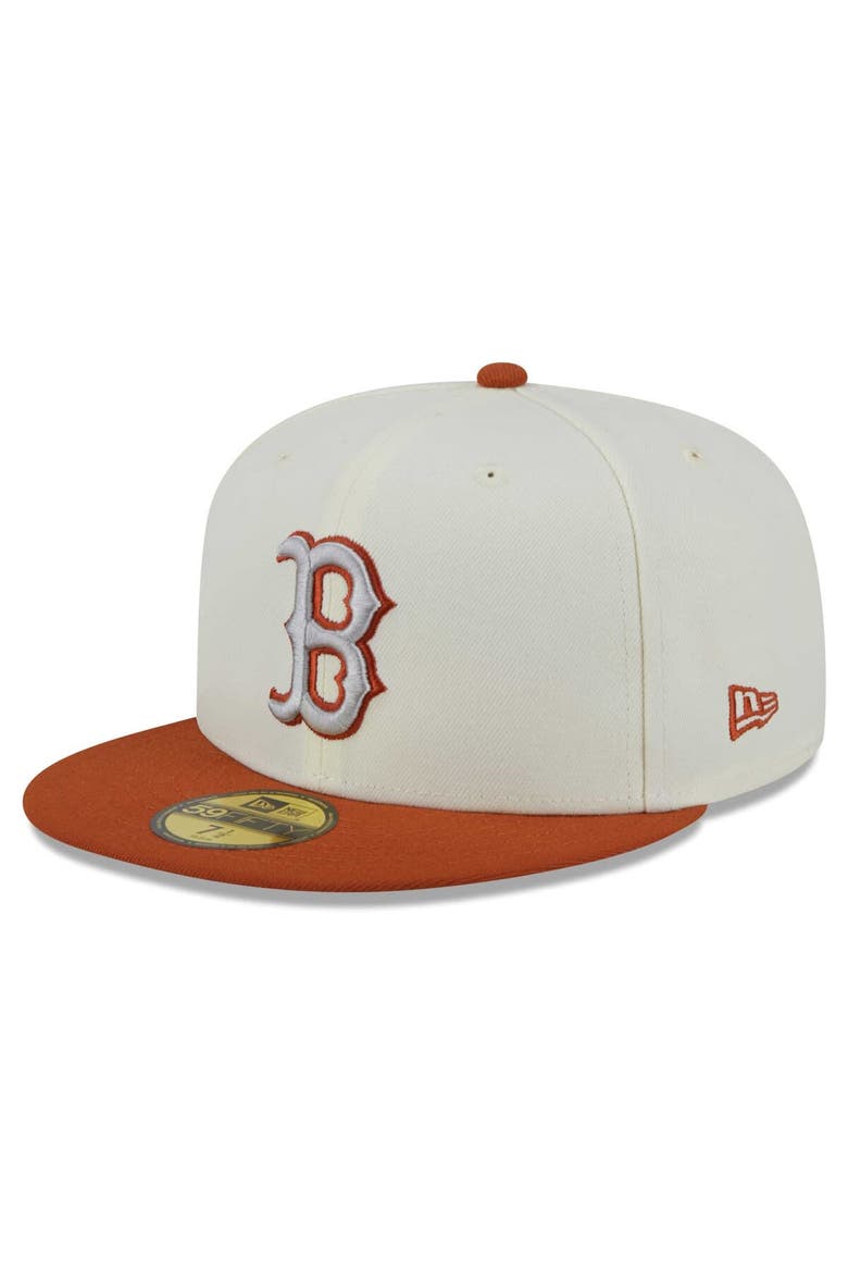 Men's New Era Cream/Orange Boston Red Sox 59FIFTY Fitted Hat, Alternate, color, Cream