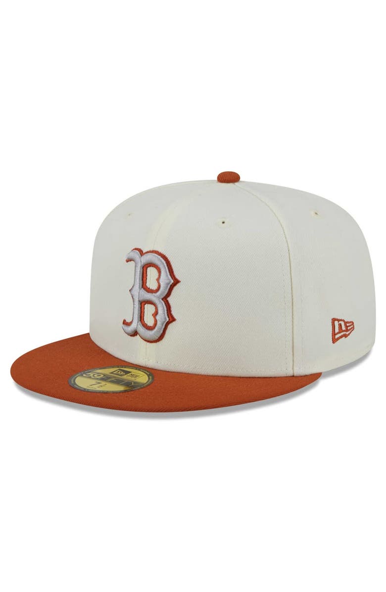 New Era Men's New Era Cream/Orange Boston Red Sox 59FIFTY Fitted Hat, Alternate, color,