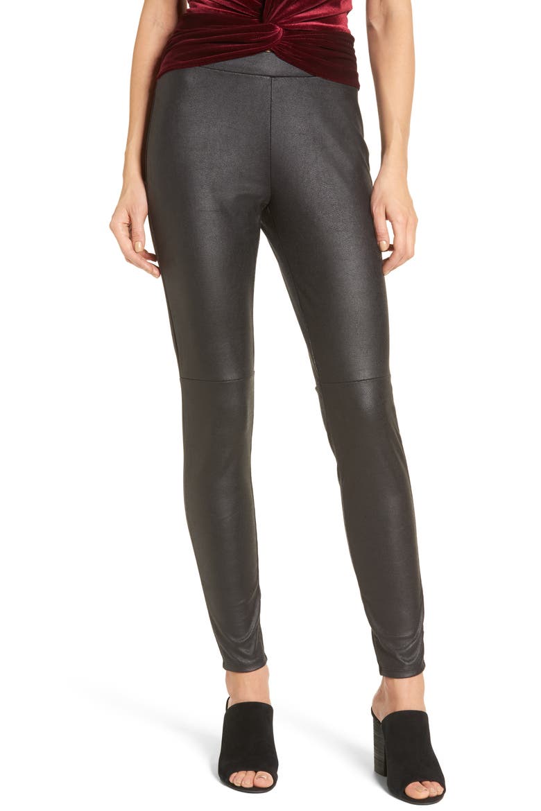 Faux Leather Leggings, Main, color, BLACK CAVIAR