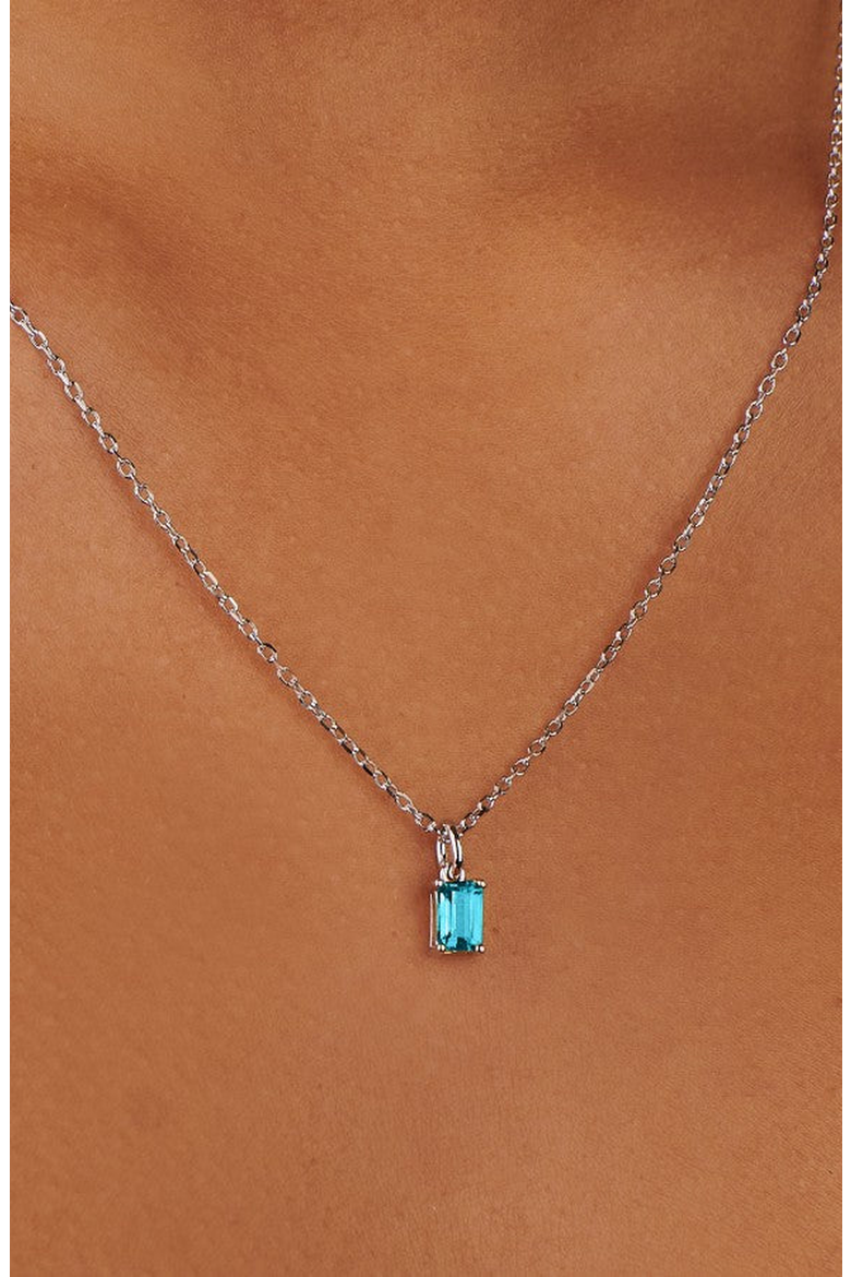 Silver Birthstone Necklace, Alternate, color, Blue Topaz / December