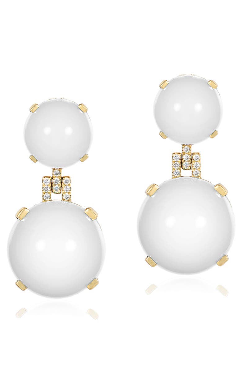 GOSHWARA Rock 'n' Roll Double Sphere Drop Earrings, Main, color, White