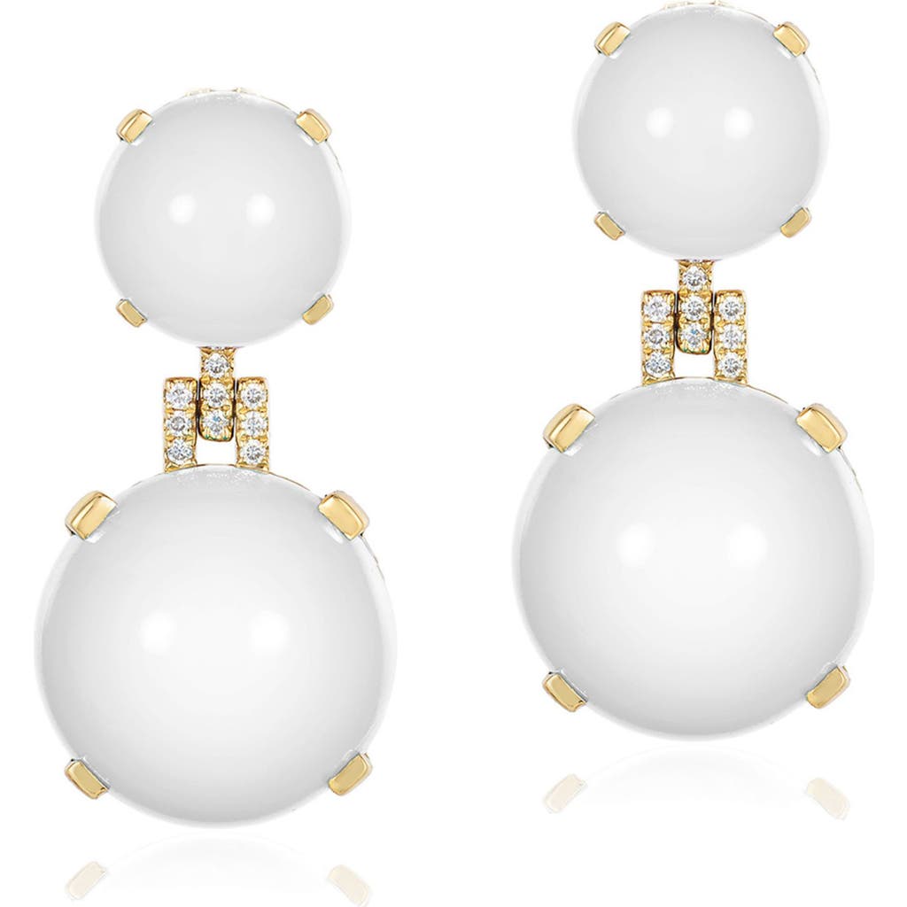 Goshwara Rock 'n' Roll Double Sphere Drop Earrings In White