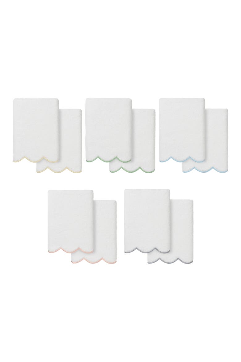 Adornia Scallop Set of 2 Hand Towels, Alternate, color, WHITE/ GRAY
