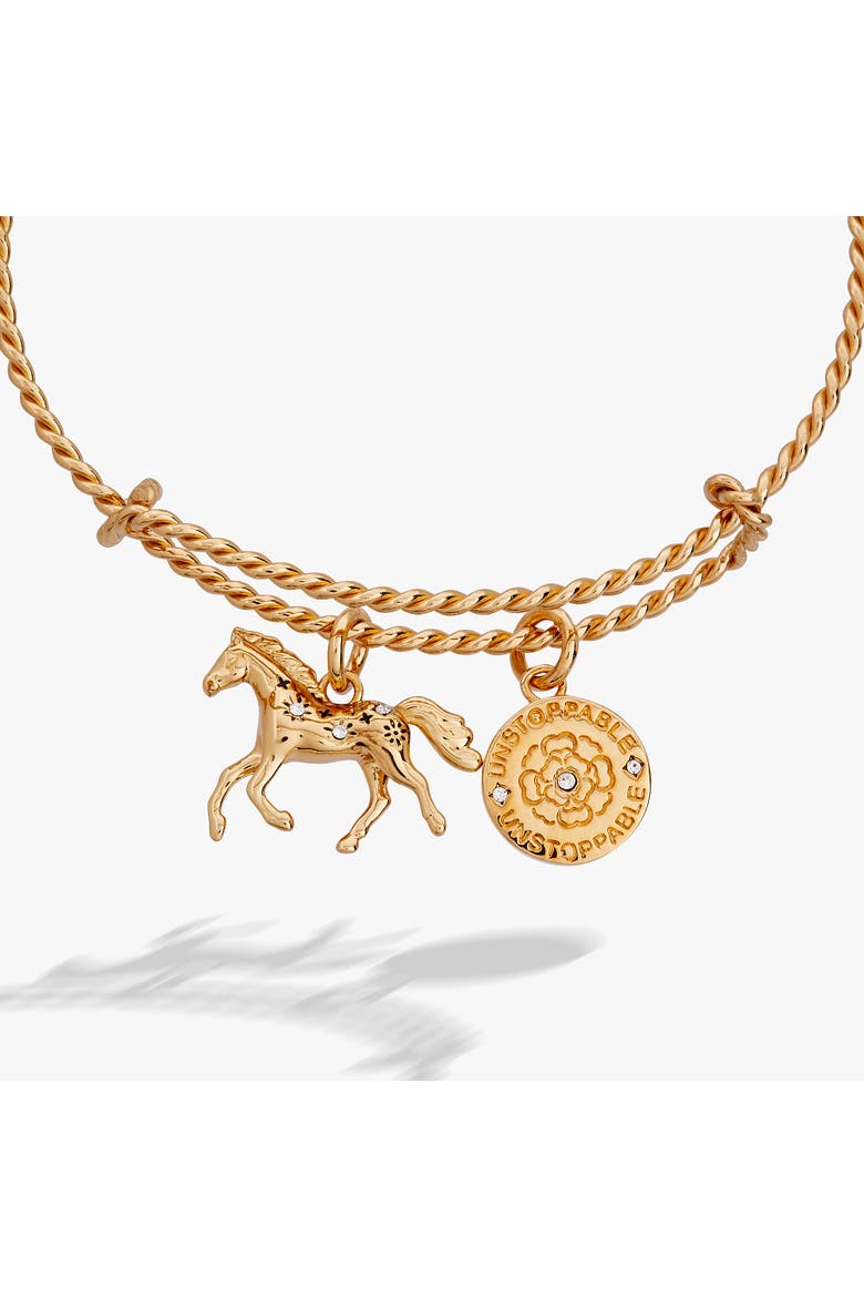 Horse Rope Textured Charm Bangle Bracelet, Alternate, color, Gold