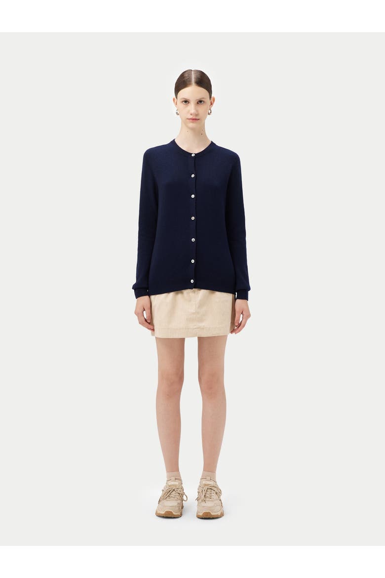 Essential Cashmere Crewneck Cardigan, Alternate, color, navy