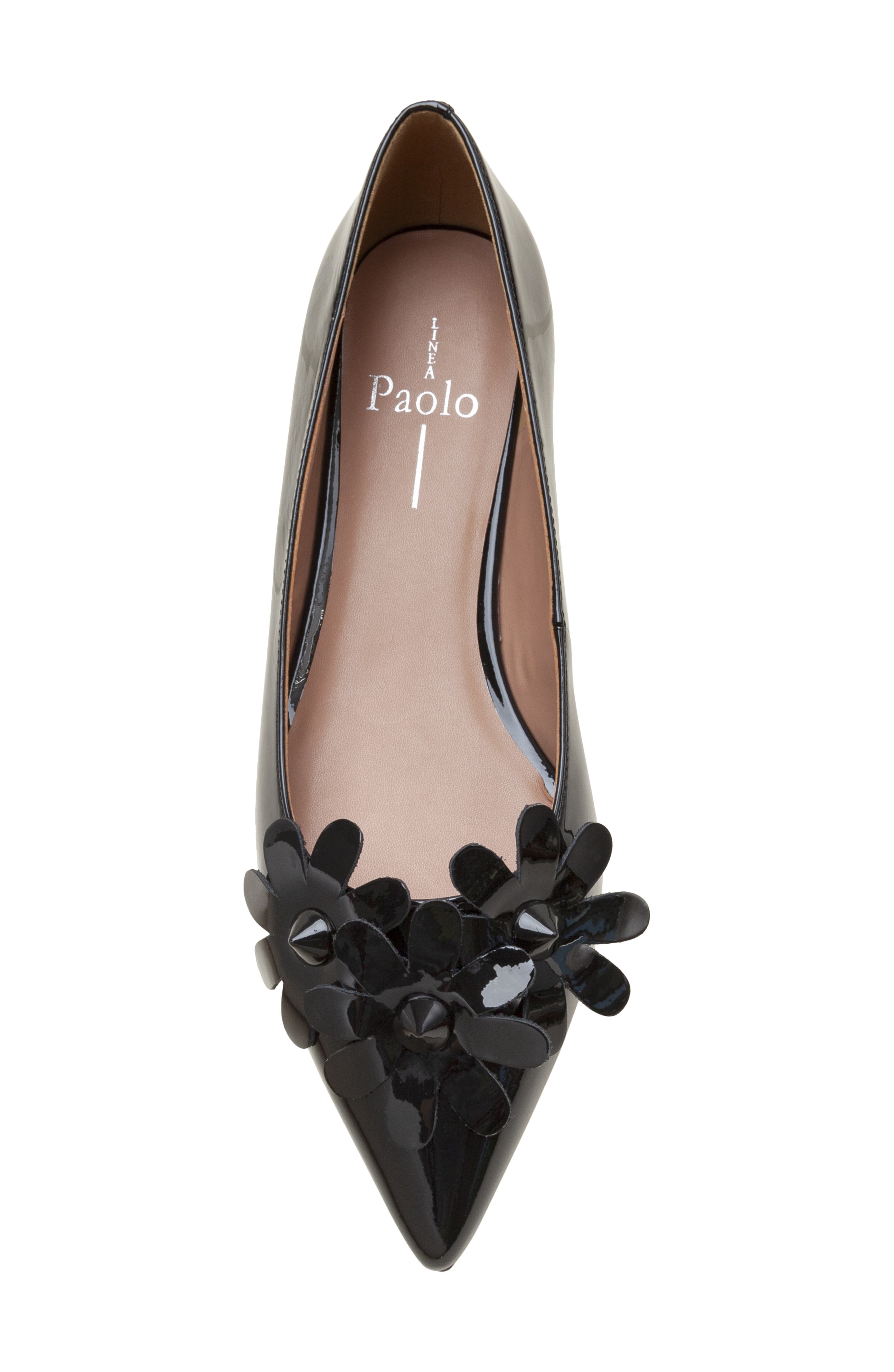 Linea Paolo Narcisus Pointed Toe Flat, Alternate, color, Black Patent