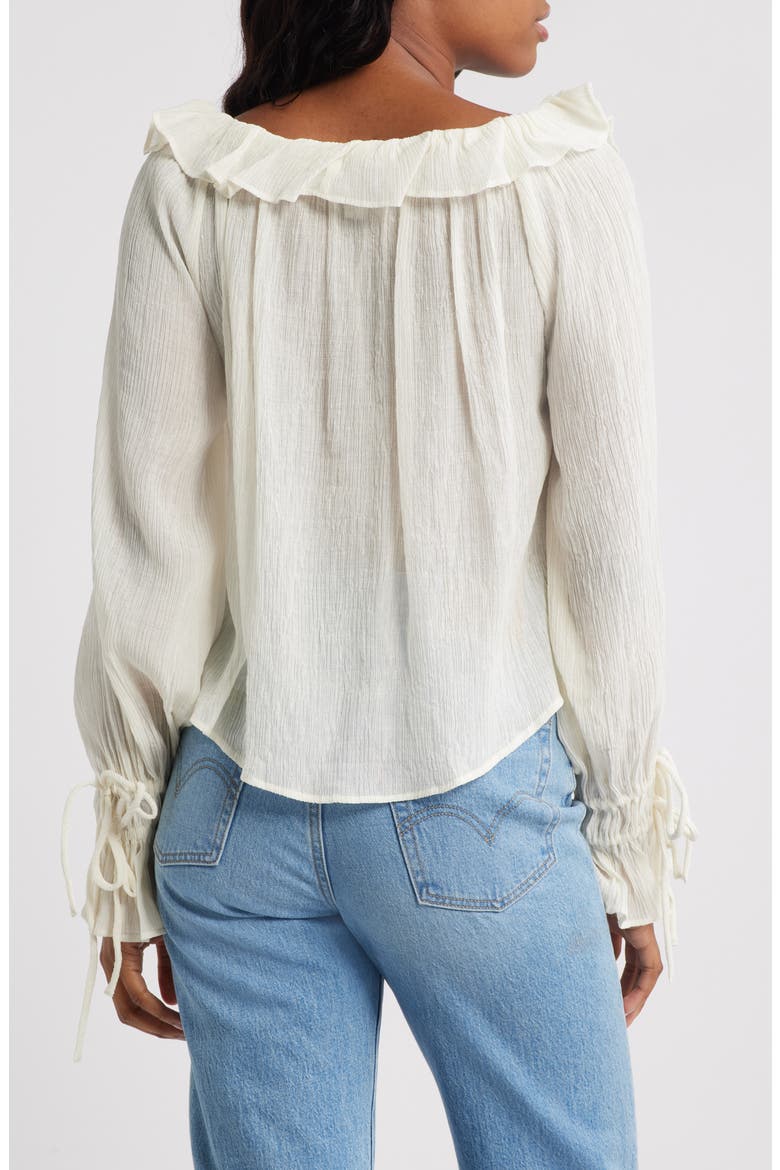 Tied Cuff Split Neck Top, Alternate, color, IVORY