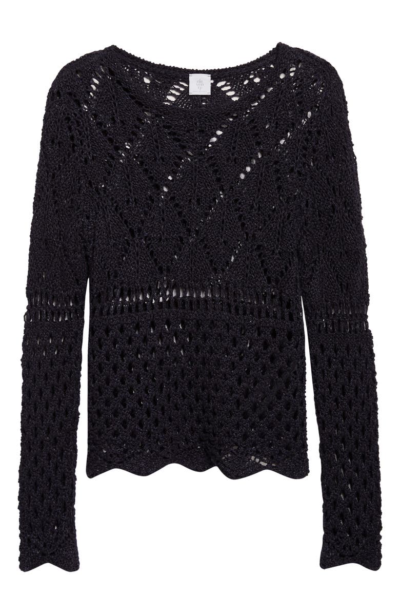 Eleventy Open Double Stitch Linen & Silk Sweater, Alternate, color, Blue