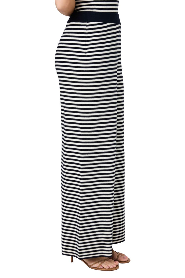 Stripe Wide Leg Sweater Pants, Alternate, color, NAVY / CREAM