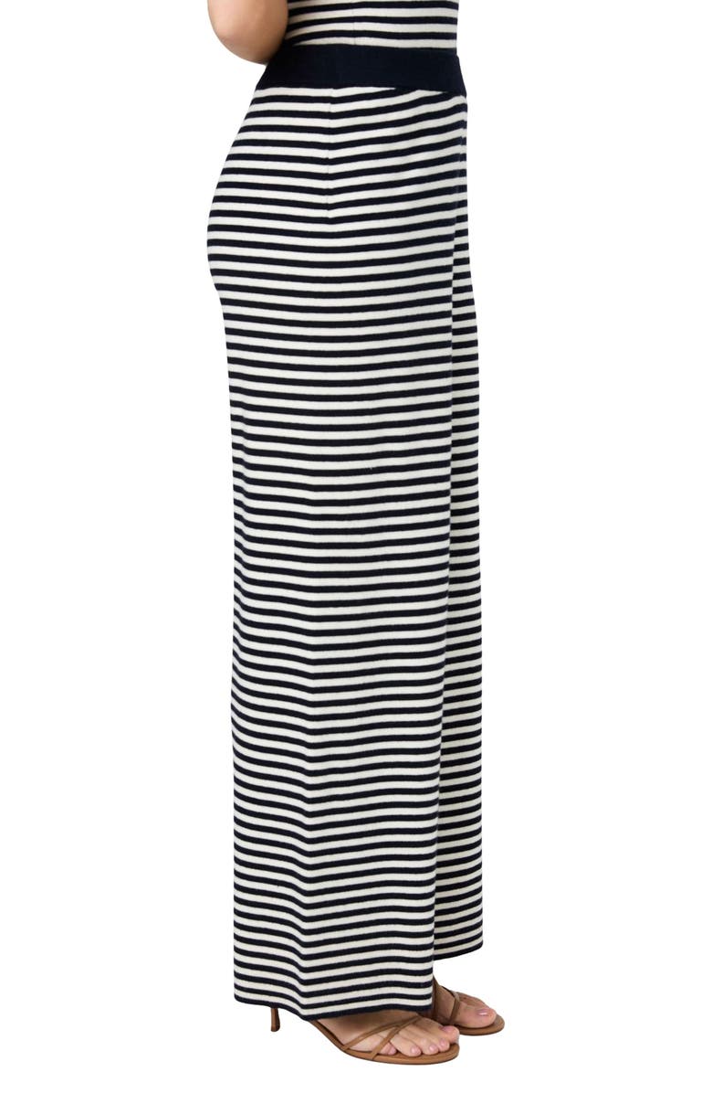 French Connection Stripe Wide Leg Sweater Pants, Alternate, color, Navy / Cream
