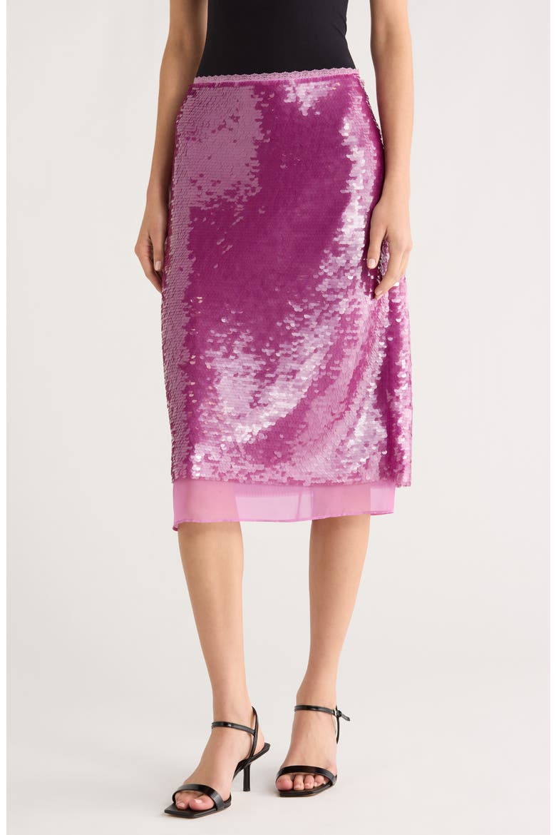 Sequin Midi Skirt, Main, color, LILAC