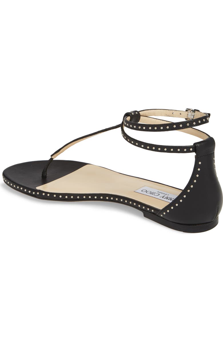 Jimmy Choo Afia Studded Flat Sandal, Alternate, color,