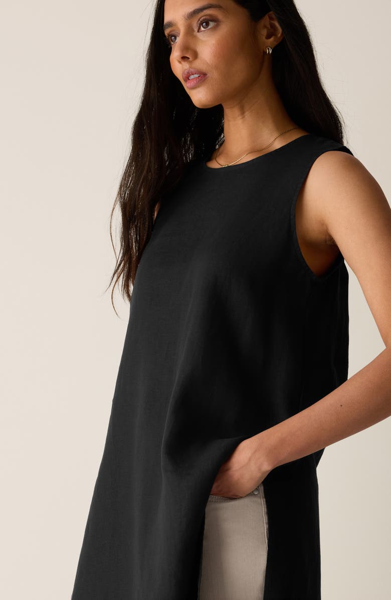 Eileen Fisher Longline Organic Linen Tunic, Alternate, color, Black