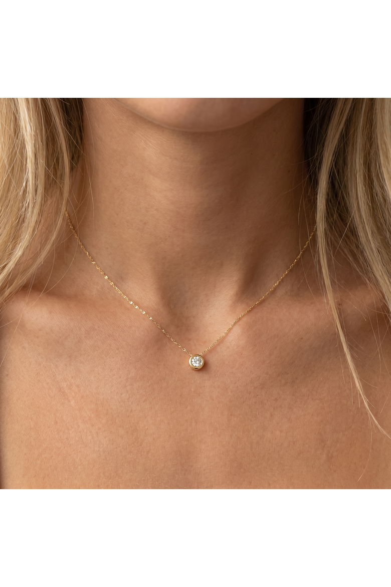 1/4Ct Diamond Bezel Pendant Solitaire Necklace 14k Gold Lab Grown, Alternate, color, 14k Yellow Gold