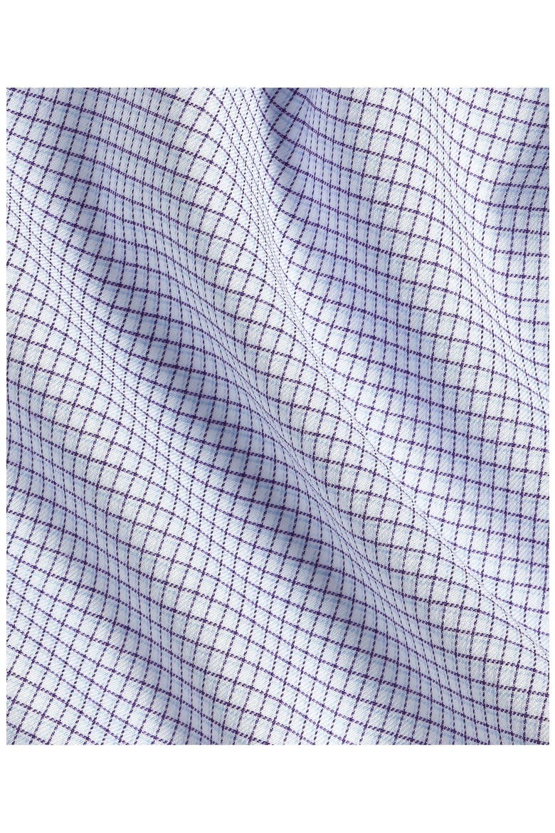 Trim Fit Micro Check Stretch Twill Shirt, Alternate, color, PURPLE/ SKY