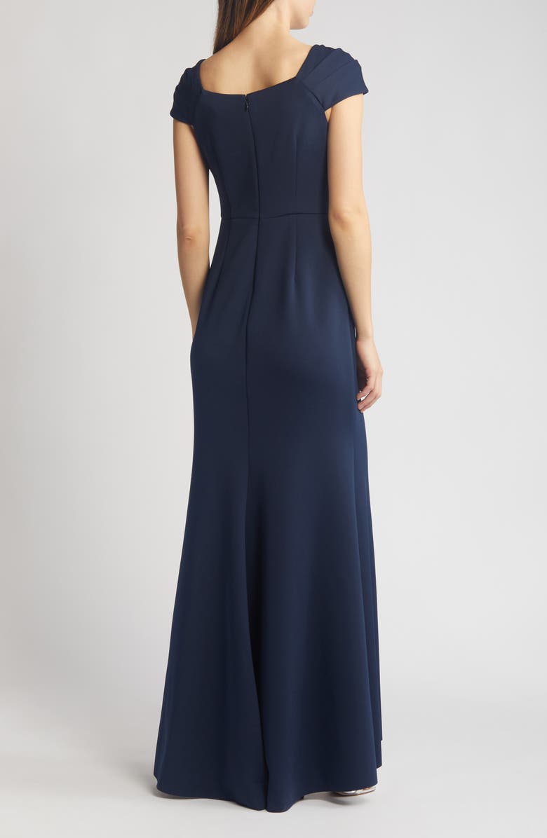 Wrap Neckline Scuba Crepe Gown
