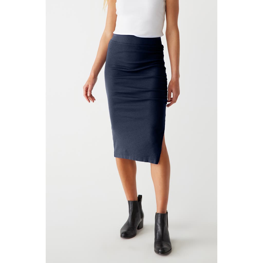 Michael Stars Reyna Ruched Midi Skirt In Nocturnal
