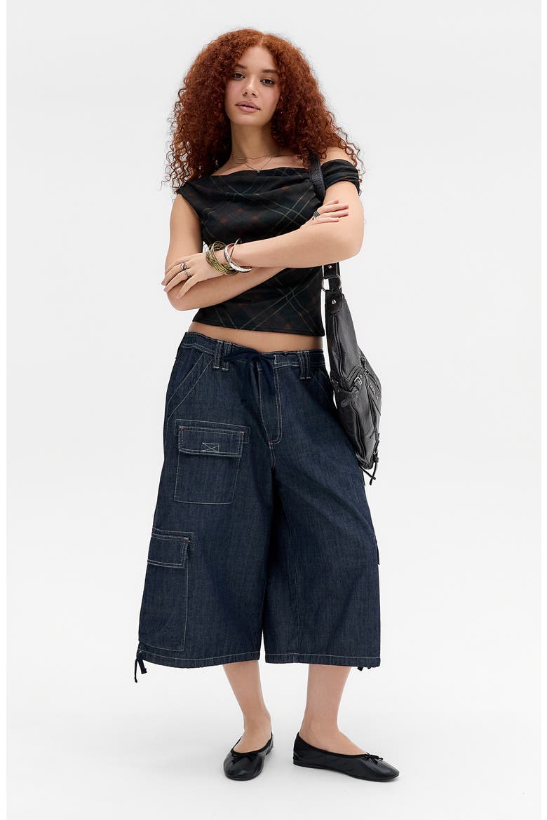 Fia Checked One-Shoulder Top, Alternate, color, GREY CHECK