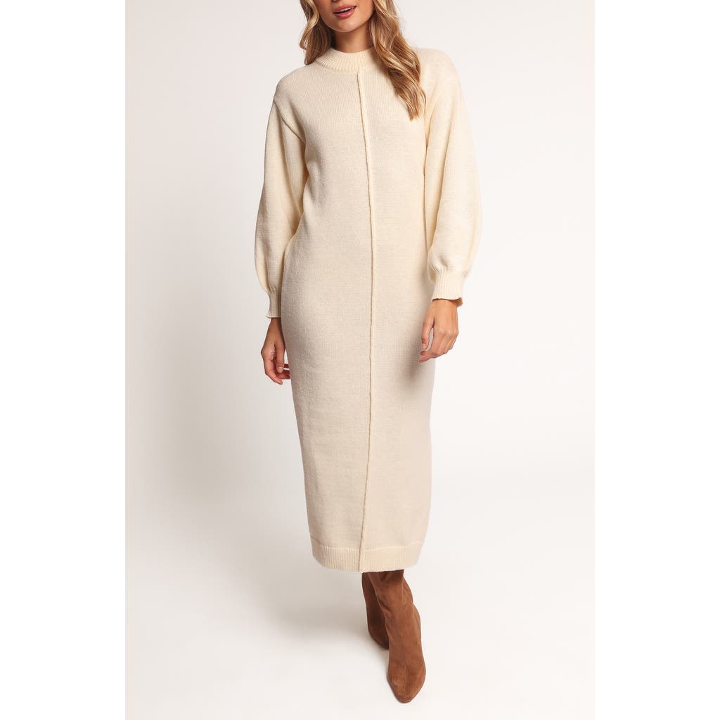 Petal And Pup Petal & Pup Odile Long Sleeve Maxi Sweater Dress In White