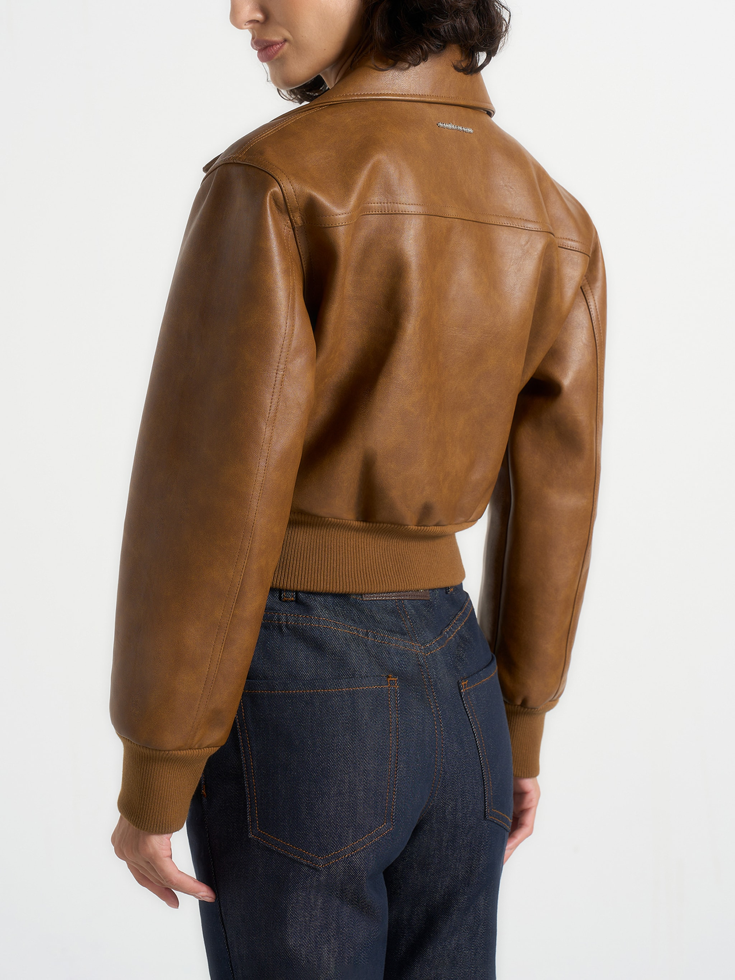 Manière De Voir Cosette Vintage Leather Lapel Bomber Jacket — фото 6
